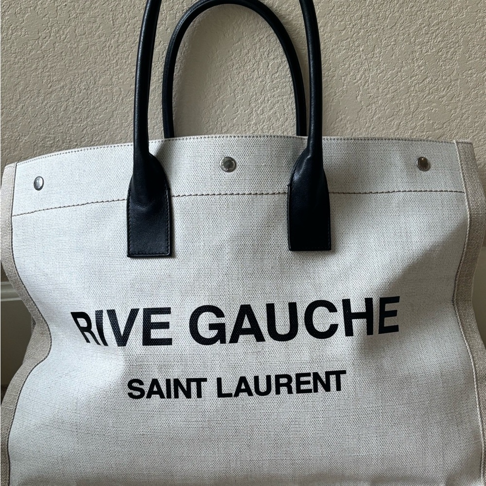 Saint Laurent RIVE GAUCHE TOTE IN CANVAS / WHITE LINEN